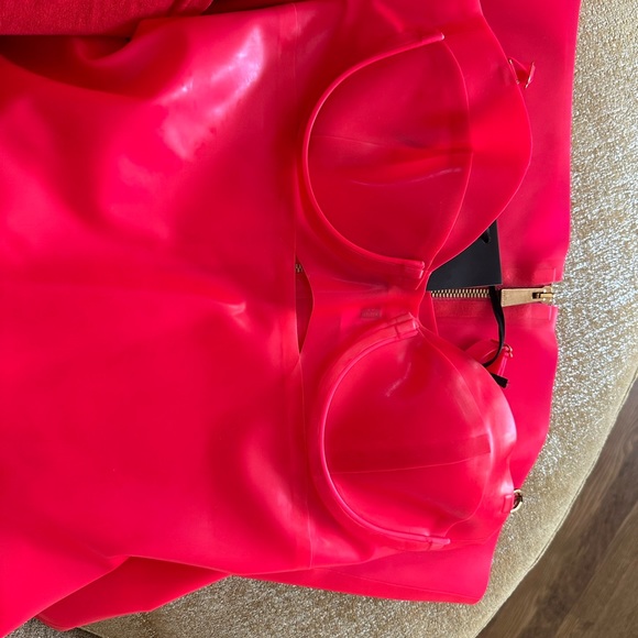 Versace Embellished Cutout Latex Mini Dress ๐ hot pink.. - Picture 12 of 14